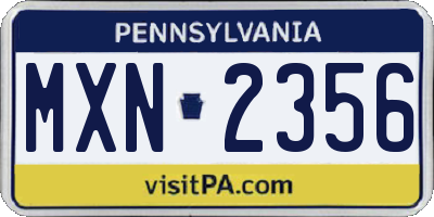 PA license plate MXN2356