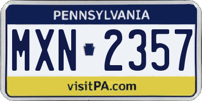 PA license plate MXN2357