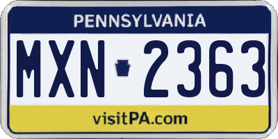 PA license plate MXN2363