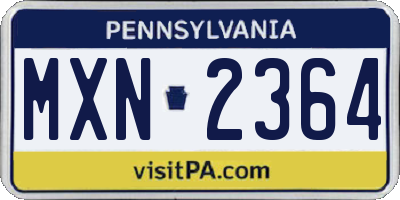 PA license plate MXN2364