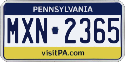 PA license plate MXN2365