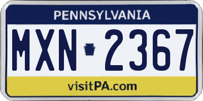 PA license plate MXN2367