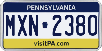PA license plate MXN2380