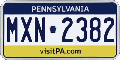 PA license plate MXN2382