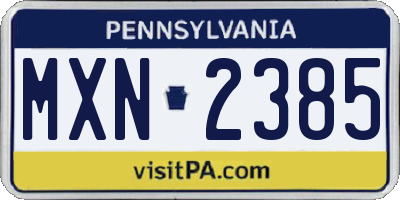 PA license plate MXN2385