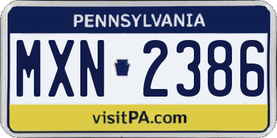PA license plate MXN2386