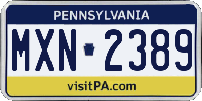 PA license plate MXN2389