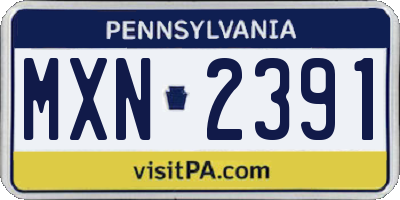 PA license plate MXN2391