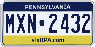 PA license plate MXN2432