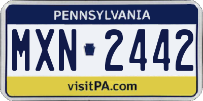 PA license plate MXN2442