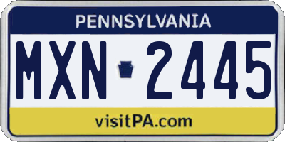 PA license plate MXN2445
