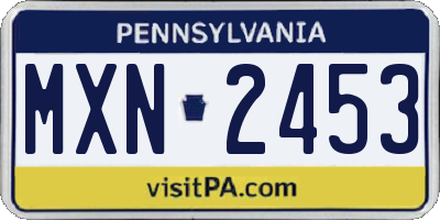PA license plate MXN2453