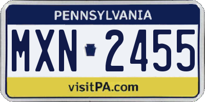 PA license plate MXN2455