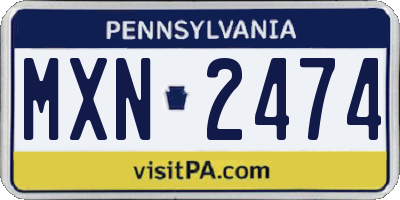 PA license plate MXN2474