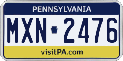 PA license plate MXN2476