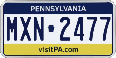 PA license plate MXN2477