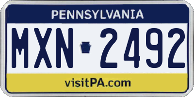 PA license plate MXN2492