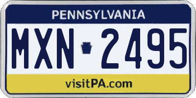 PA license plate MXN2495