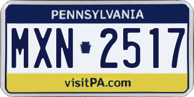 PA license plate MXN2517