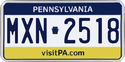 PA license plate MXN2518