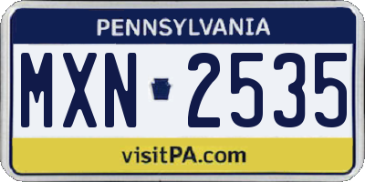 PA license plate MXN2535