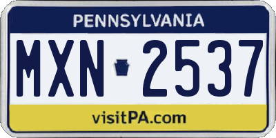PA license plate MXN2537