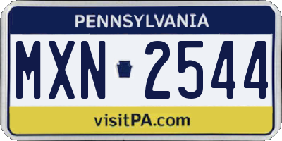 PA license plate MXN2544