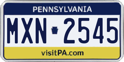 PA license plate MXN2545