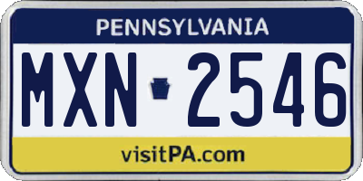PA license plate MXN2546