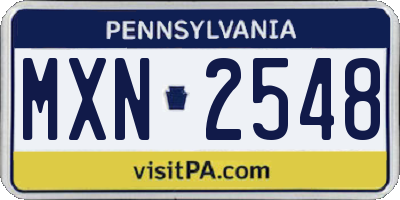 PA license plate MXN2548