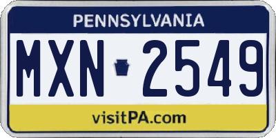 PA license plate MXN2549