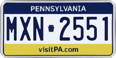 PA license plate MXN2551