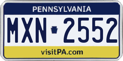 PA license plate MXN2552