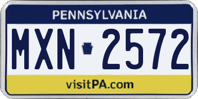 PA license plate MXN2572