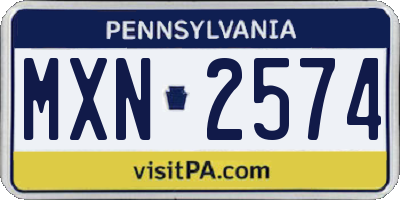 PA license plate MXN2574