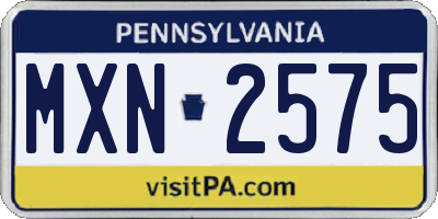 PA license plate MXN2575