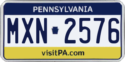 PA license plate MXN2576