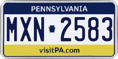 PA license plate MXN2583