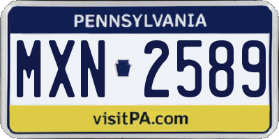 PA license plate MXN2589
