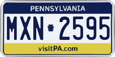 PA license plate MXN2595
