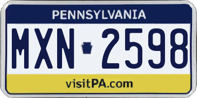 PA license plate MXN2598