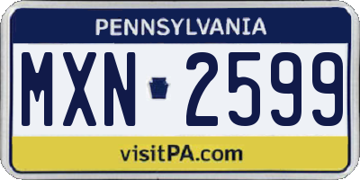 PA license plate MXN2599
