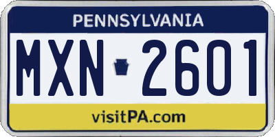 PA license plate MXN2601