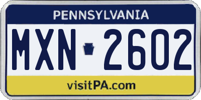 PA license plate MXN2602