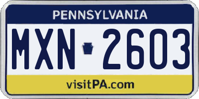 PA license plate MXN2603