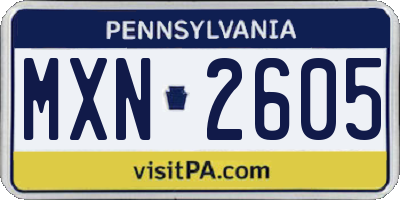 PA license plate MXN2605