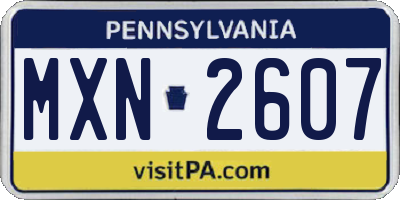 PA license plate MXN2607