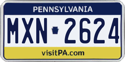 PA license plate MXN2624