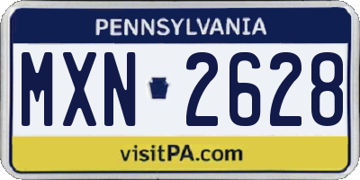 PA license plate MXN2628