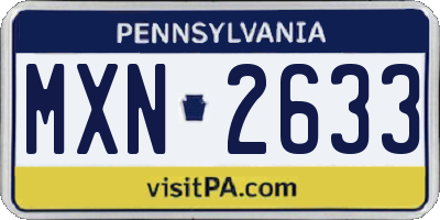 PA license plate MXN2633
